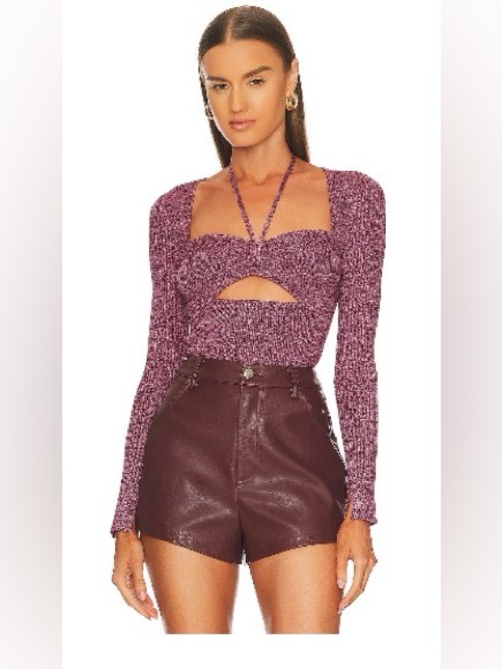 SIMKHAI alexia marled halter tie top